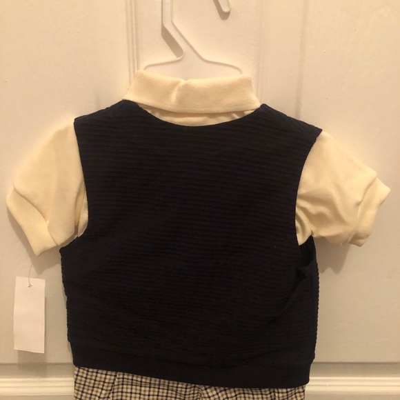 6/9 Months Boy Polo Shirt Sweater & Shorts Outfit - Picture 5 of 7